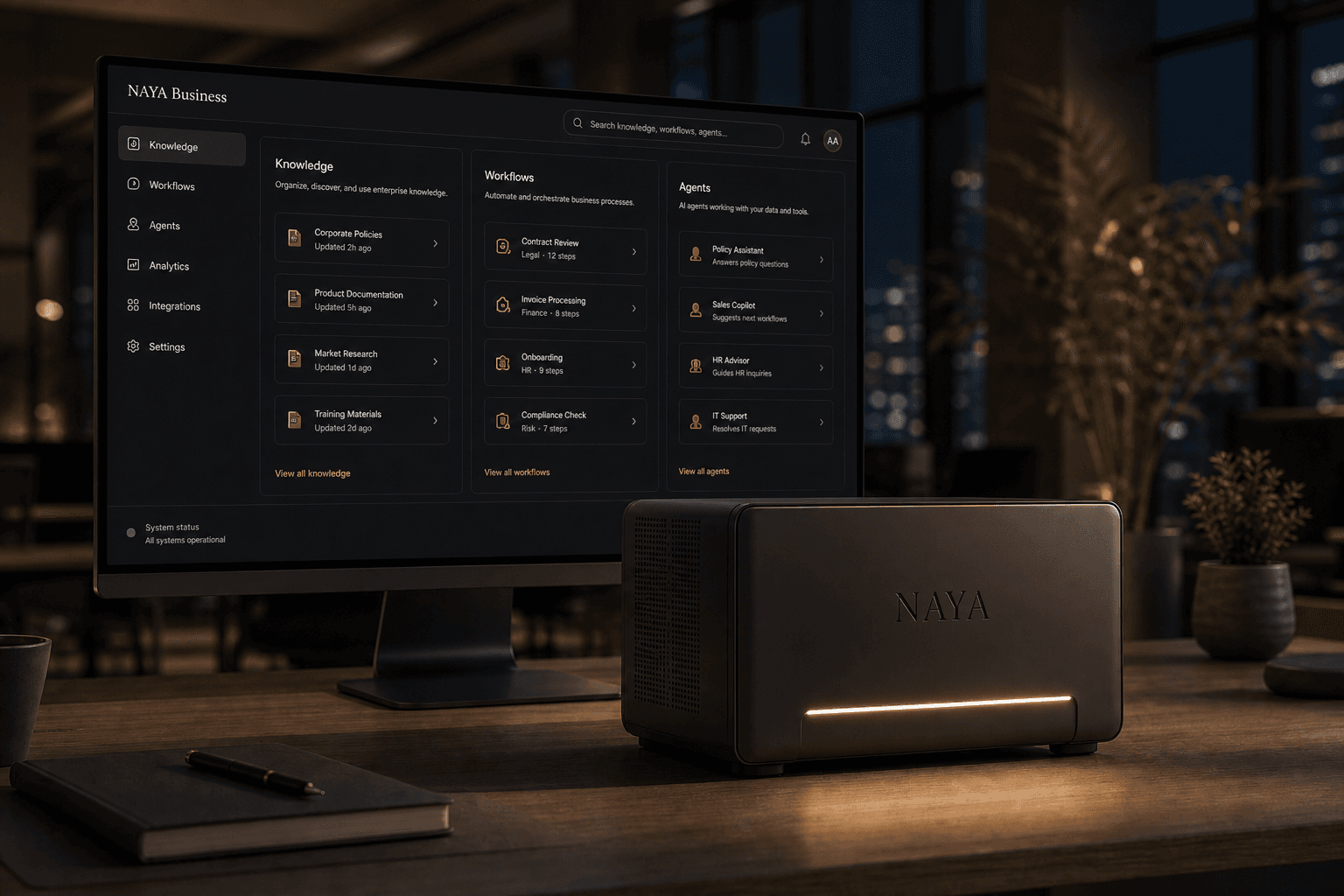 NAYA Business interface with a local AI appliance