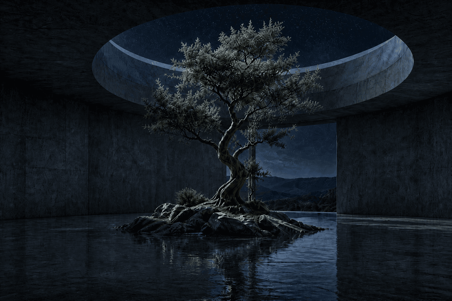 NAYA dark architectural hero scene